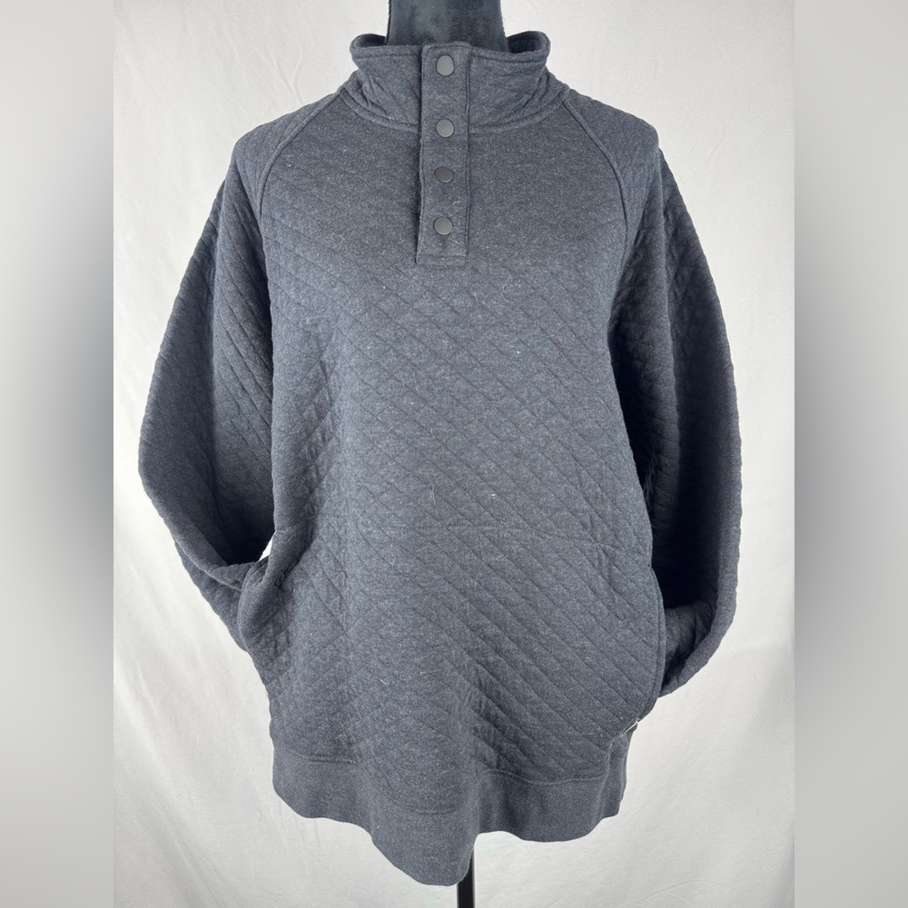 Eddie Bauer Quilted V-Neck Pullover Sweater - Charcoal Gray